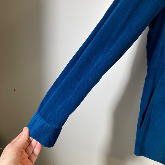 Womens J Jill Corduroy Button Shirt Jacket Shacket Teal Blue S Cotton Pockets - Picture 5 of 8